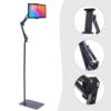 Tablet Floor Stand, 360° Rotatable Adjustable Height iPad Stand with Spring Clamp, Carbon Steel Phone Holder for Bed Sofa Office Kitchen - Compatible with 4.7-7.09" Devices (Black)