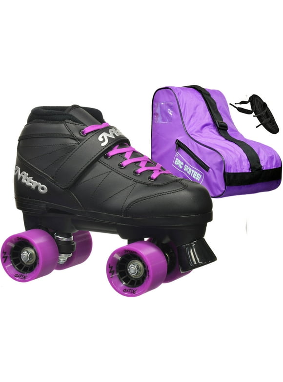Epic Adult Super Nitro Purple Quad Speed Skates Package - Size 5