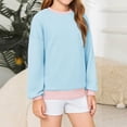 thumbnail image 4 of EnJoCho Girls Round Neck Sweatshirt Long Sleeve Color-Block Pullover Spring Autumn Winter Fashion Casual Top Comfy Loung𝖾wear Contrast Trim, 4 of 9