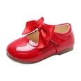 thumbnail image 2 of hengsof Girls' Solid Color Bow Tie Outdoor Casual Flat Shoes Children's Soft Sole Fashionable Princess Leather Shoes, 2 of 5