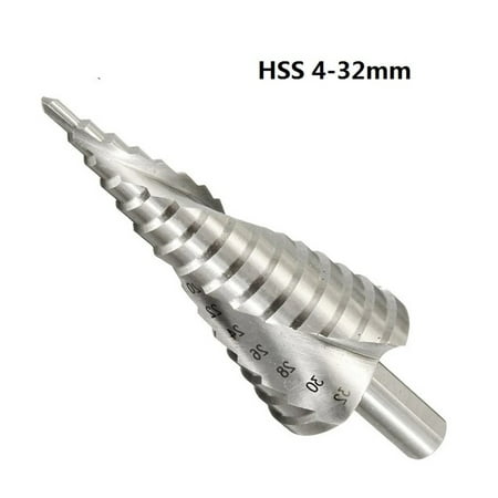 

BAMILL 4-32mm HSS Step Cone Drill Bit Spiral Groove Hole Cutter For Wood Metal Drilling