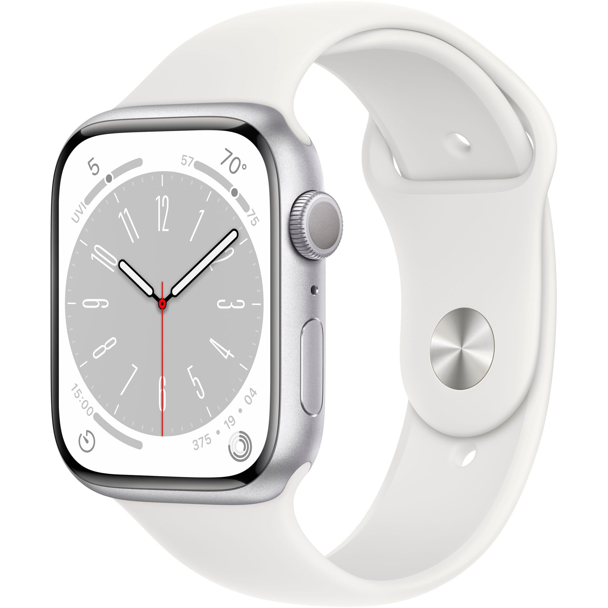 Apple Watch Series 8, GPS + Cellular, 45mm Silver, White Sport