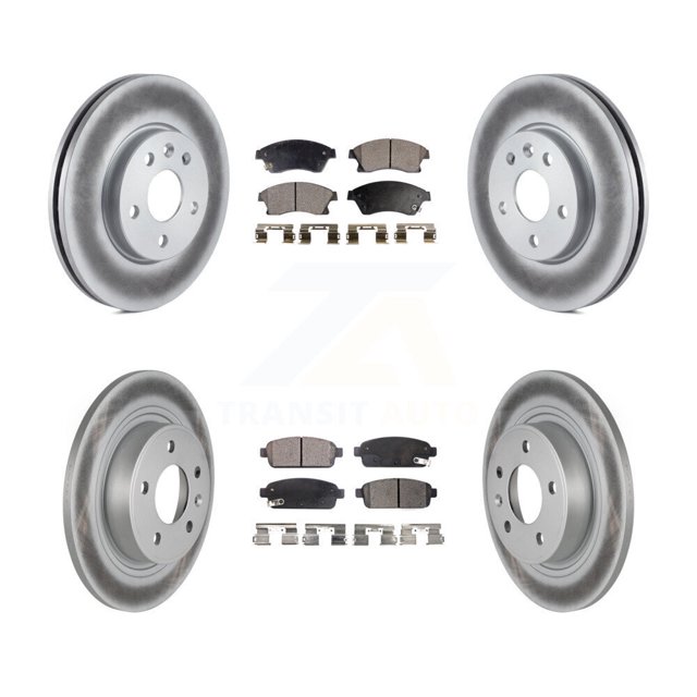 Transit Auto Front Rear Coated Disc Brake Rotors and Semi-Metallic Pads Kit for Car 2013 Chevrolet Cruze with 292mm Diameter Rotor KGF-100615