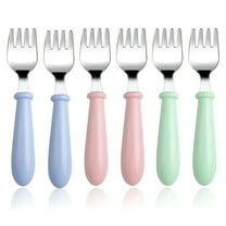 ACDANC 6 PCS Baby Forks,Metal Toddler Forks,Kids Forks for Self Feeding,Self Feeding Toddler Cutlery Forks,Metal Children's Forks with Round Handle,Baby Forks for Children Self Feeding