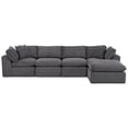 thumbnail image 4 of 138'' Corduroy Sectional Sofa with Movable Ottoman, Modern Boneless Cloud Couch with Deep Seat, 4-Seater L-Shaped Modular Sofa for Living Room, No Assembly Required, Dark Gray, 4 of 6