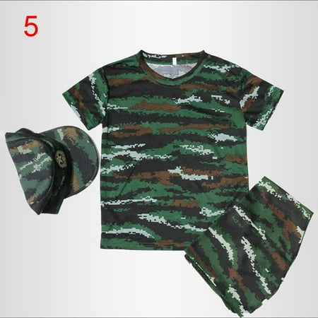 

Journey Army Digital Camos wtih Cap Outfit Clothes Outfit Fits Most Kids Children(5# 140cm)