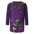 thumbnail image 4 of Mifsaly Mardi Gras T Shirts for Women 3/4 Sleeve Color Block Blouse Crewneck Carnival Mask Print Shirt Festival Party Funny Tops Pullover M, 4 of 6