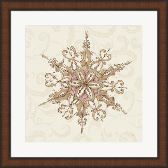 Great Art Now Elegant Season Snowflake I Pink by Daphne Brissonnet, Framed Wall Art, 19.75W x 19.75H