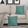 thumbnail image 3 of Teal Floral Block Print Pillow Covers 16x16 Inch Set of 2, Vintage Flower Pattern Decorative Throw Pillowcases Outdoor Farmhouse Cushion Covers Spring Summer Rustic Sofa Couch Bed Decor, 3 of 6
