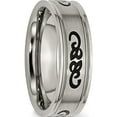 thumbnail image 4 of Titanium Brushed With Black Rubber Design 7mm Ridged Edge Band (Size 8) Made In China tb277-8, 4 of 5
