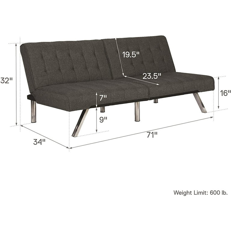 Dhp Emily Futon Sofa Bed Dimensions Baci Living Room