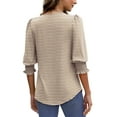 thumbnail image 5 of UVN Summer Blouses for Women 3/4 Sleeve Shirts Ladies Casual Crew Neck Womens Tunic Tops, 5 of 9