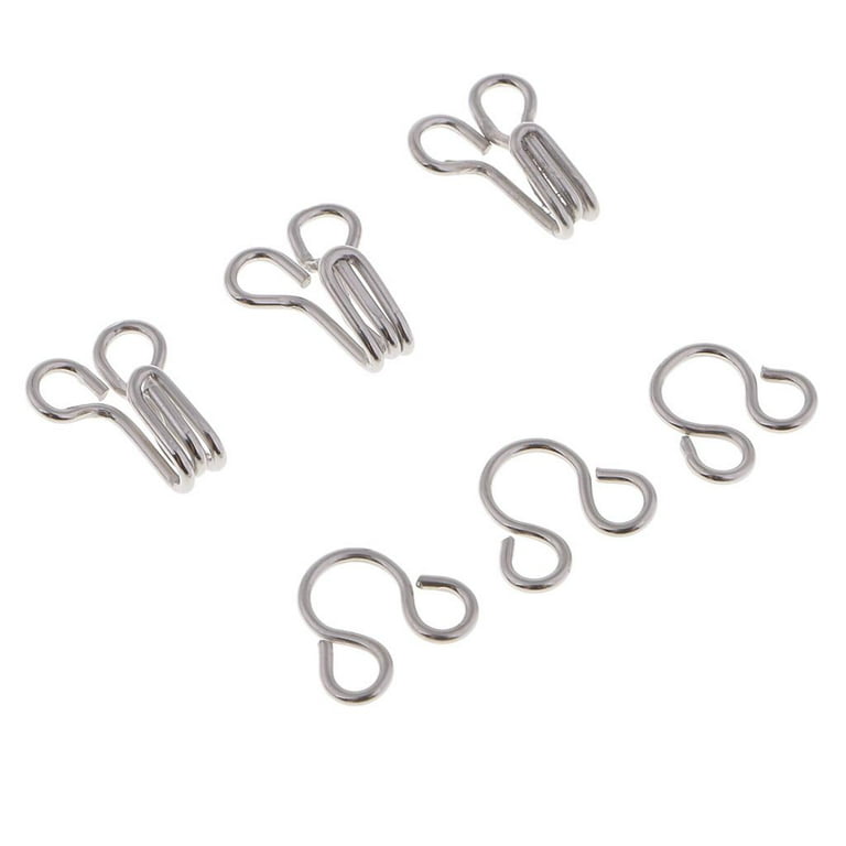 100 Sets Sewing Hooks and Eyes 4 Sizes Invisible Hooks Fastener for Bra  Skirt Clothing Repair