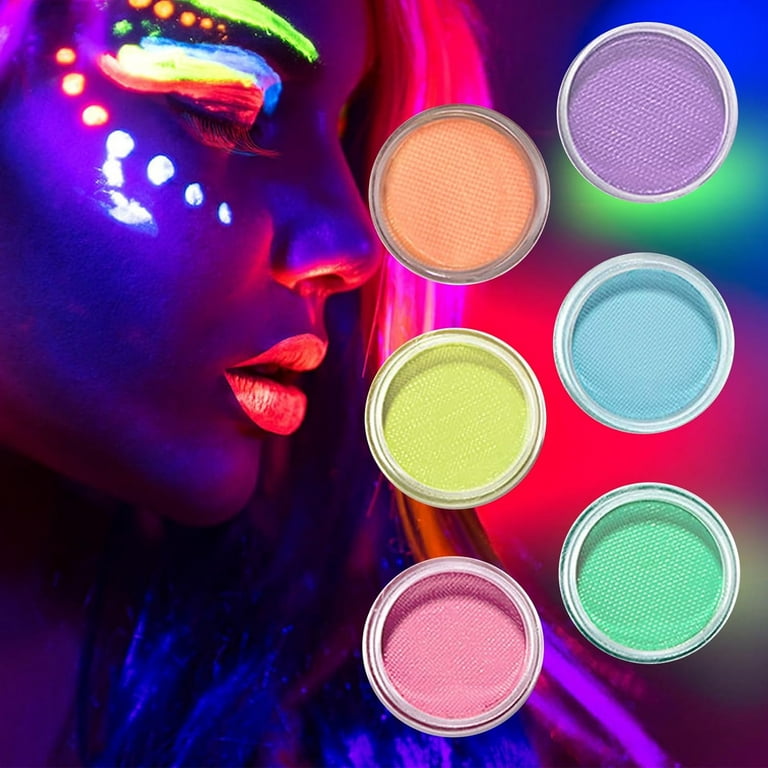  MEICOLY Water Activated Eyeliner 14 Colors,Neon UV Rainbow  Face Paint,7 Cakes Duo Color Halloween Hydra Liner,Matte Graphic Eyeliner,  Fluorescent Glow Blacklight Black White Body Paint : Beauty & Personal Care