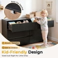 thumbnail image 2 of Ktaxon Fluted 6 Drawer Double Dresser Wood Dresser Storage Cabinet Drawer Organizer Chest of Drawers for Bedroom, Black, 2 of 12
