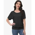 thumbnail image 4 of Women's Dolman Top Boat Neck Short Sleeve Solid Tees Casual T Shirt with Side Shirring Detail, 4 of 7