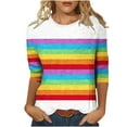 thumbnail image 2 of Aboser Pride Shirts Women Rainbows Graphic Tees LGBTQ Equality Shirts Ally LGBT Men Women Gift T-Shirt LGBTQ 3/4 Sleeve Tops, 2 of 4