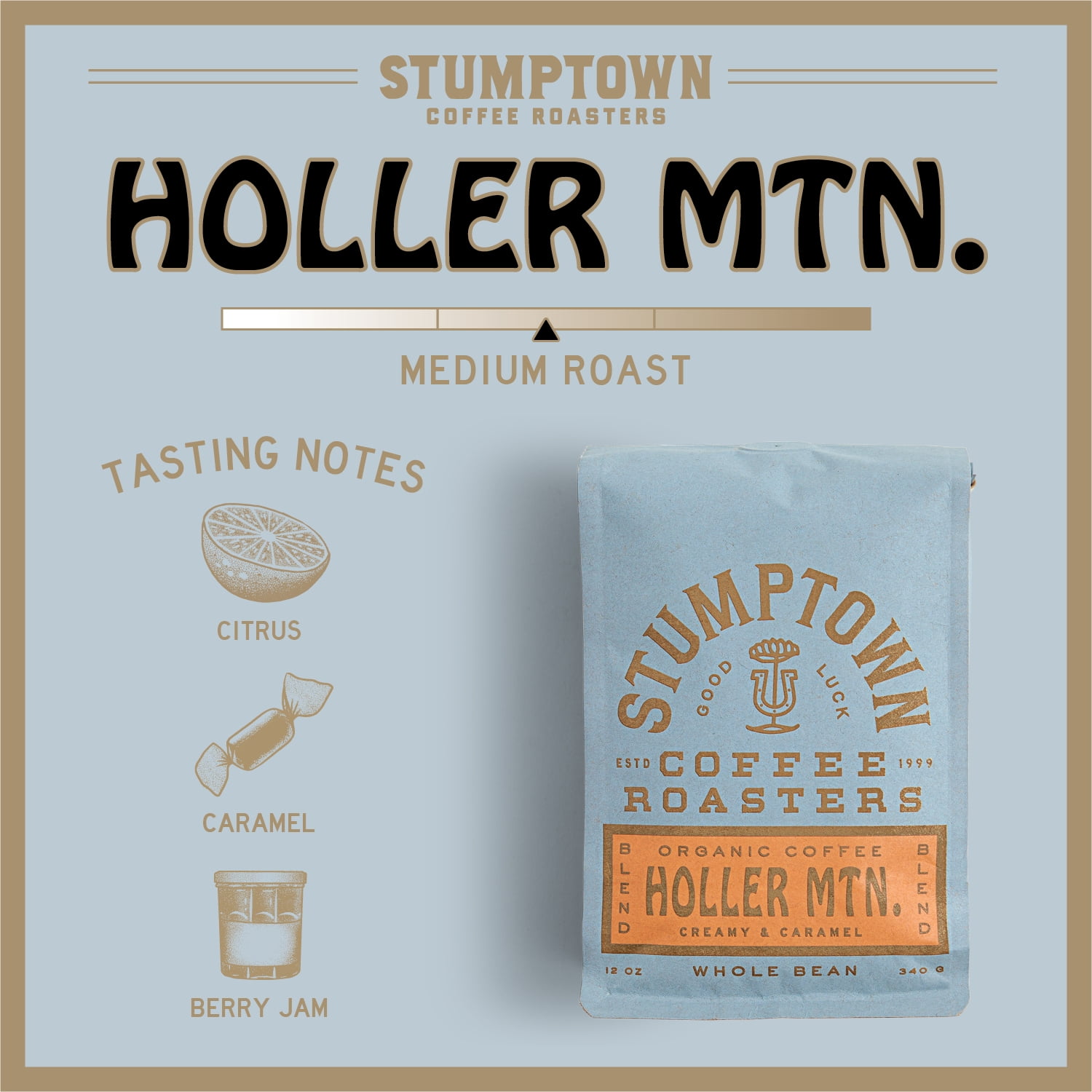 (6 pack) Stumptown Coffee Organic Holler Mountain Premium Medium Roast Whole Bean Coffee, Arabica, 12 oz