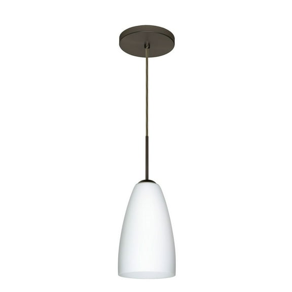 1JT-151107-LED-BR-Besa Lighting-Riva 9-One Light Cord Pendant with Flat Canopy-5.13 Inches Wide by 9 Inches High-Bronze Finish-Opal Matte Glass