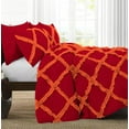 thumbnail image 3 of 1 Piece Luxury Two Tone Diamond Ruffle Pattern Comforter Super Soft, All Season 800 Thread Count, 100% Egyptian Cotton, King/California King Size Orange/Red Solid Color, 3 of 4