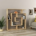 thumbnail image 4 of JV Home Labyrinth Collection 51x49 Inch Grand Bookcase Stylish Bookshelf 6 Tier Shelving Storage for Living Room Kitchen Laundry Bedroom (Oak), 4 of 7