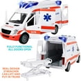 thumbnail image 3 of Kiddie Play Ambulance Toy with Lights and Sound Friction Powered Emergency & Rescue Vehicle Set Doors That Open and a Stretcher, 3 of 5