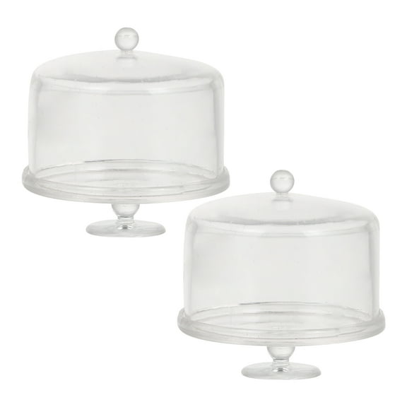 Homoyoyo Transparent Dollhouse Cake Plate Stand 2 Pieces Decorative Miniature Display Accessories
