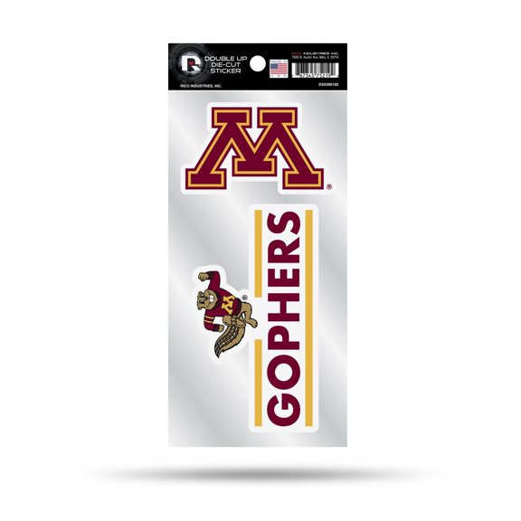 Rico Industries NCAA Minnesota Golden Gophers Double Up Die Cut 2-Piece Sticker Sheet