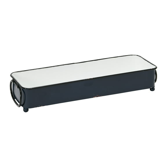 Creative Co-Op Decorative Metal Tray with Handles, Navy