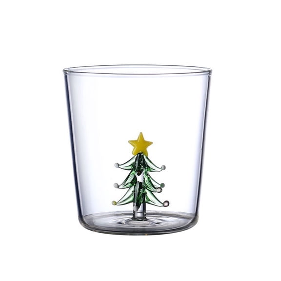 Cute 3D Animal Christmas Tree Double Wall Glass Cup, High Borosilicate Glass (-20℃ to 150℃), 380ML, for Hot/Cold Drinks, Home Decoration