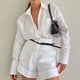 thumbnail image 3 of MKLEKYY Pantalones Cortos Para Mujer, Traje Informal De Moda De Vacaciones Para Mujer, Pantalones Cortos De Verano De Color Sólido Y Camisa, Conjuntos De Dos Piezas, Camisa De Solapa, Trajes Sexys, 3 of 4