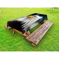 thumbnail image 1 of Eagle Outdoor Tablecloth, Photo of the Head of Freedom Symbol in America with Blurred Background, Decorative Washable Fabric Picnic Tablecloth, 58 X 120 Inches, Dark Brown Marigold Blue, by Ambesonne, 1 of 2