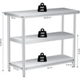 thumbnail image 2 of YUSAZENS 201 Stainless Steel Double Layer Workbench, Home Garage Tool Table 18*36"+legs, 2 of 7
