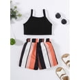 thumbnail image 3 of CIYCuIT Toddler Baby Girls Casual Shorts Sets 6M 9M 12M 18M 24M 3T Sleeveless Spaghetti Straps Camisole + Striped Shorts 2Pcs Infant Summer Daily Outfits, 3 of 7