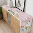 thumbnail image 4 of Easter Bunny Table Runner - 60 Inch Long, Kitchen Dining Table Runner Dresser Scarves, Spring Watercolor Eggs Flower Wood Grain Pink Farmhouse Decor for Coffee Tables Wedding Party Banquet, 4 of 8