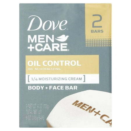 Dove Men+Care Oil Control Body and Face Bar, 4 oz, 2 Bar
