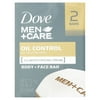 Dove Men+Care Oil Control Body and Face Bar, 4 oz, 2 Bar