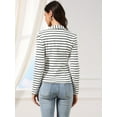 thumbnail image 5 of INSPIRE CHIC Women's Notched Lapel Long Sleeves Button Striped Blazer M White, 5 of 8