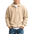 thumbnail image 3 of PureCasa Children's Sweatshirts 3-14 Years Waffle Knit Long Sleeve Sweatshirts Sports Button Collared Casual Pullover Outdoor Winter Tops, 3 of 10