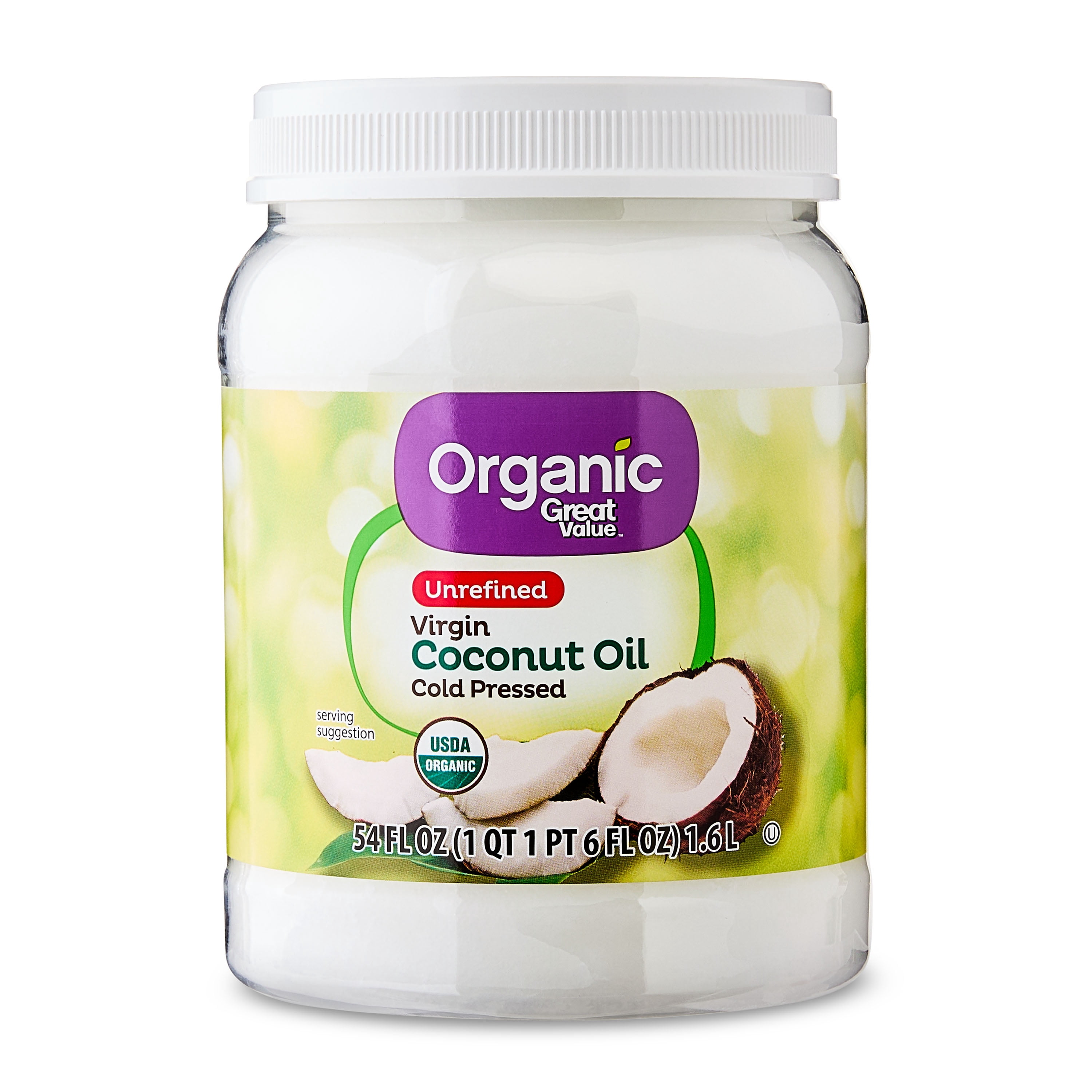 (4 pack) Great Value Organic Unrefined Virgin Coconut Oil, 54 fl oz
