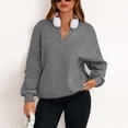 thumbnail image 4 of XuJwPNcy Women's Oversized Sweatshirts Long Sleeve Women Fall Clothes V Neck Loose Pullover Tops Winter Outfifs for Women（Gray,XX-Large), 4 of 5