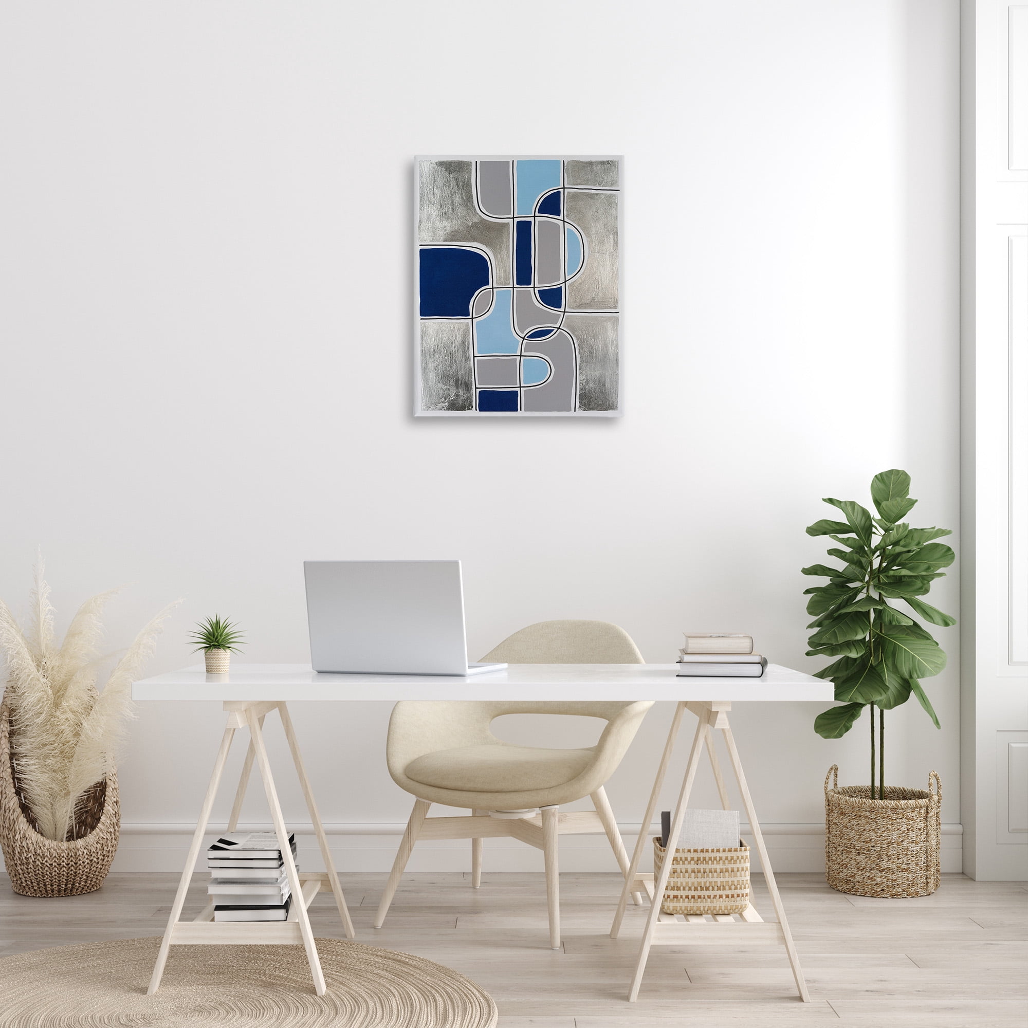 Stupell Industries Alternating Centric Shapes Abstract Painting Gallery Wrapped Canvas Art Print Wall Art, 24 x 30