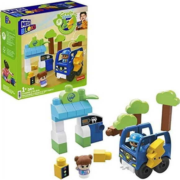 Set de construcción Mega Bloks Green Town Charge & Go Bus, 36 cuadras