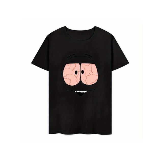 1pc Cartoon Character with Funny Face and Brain Design Print T-Shirt a Comfortable and Stylish Street Wear Crew-Neck T-Shirt in Pure Cotton Perfect for everyday and outdoor Wear