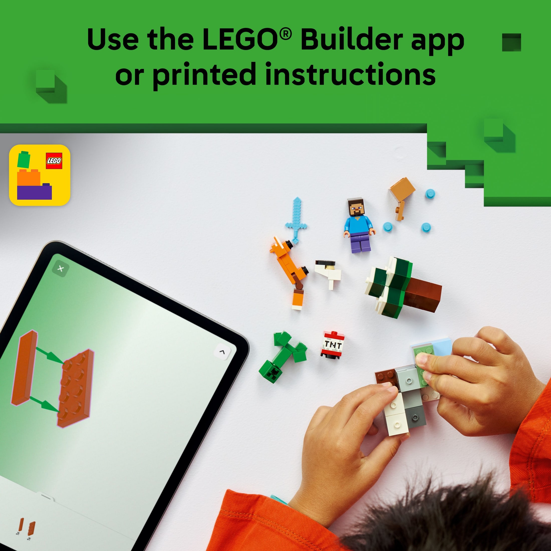 LEGO Minecraft La Aventura en la Taiga de Steve Juguete de Construcción para Niños y Niñas - Set de Juego de Videojuego y Figuras de Juguete para Niños, Mayores de 6 Años - Con 2 Minifiguras y 2 Animales de Juguete - Idea de Regalo para Cumpleaños - 21583 7