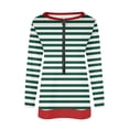 thumbnail image 2 of 1/2 Zip Pullover Sweatshirts for Women Ribbed Long Sleeve Tops for Women Casual Striped V Neck Pullover Tunic Tops Green M, 2 of 3