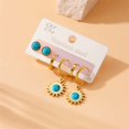 thumbnail image 2 of SPEKSEE 3 Pairs Turquoise Stud Earrings Small Geometric Oval Round Flower Earrings  Cut Shape Square Studs Turquoise Jewelry, 2 of 5