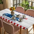 thumbnail image 3 of Independence Day Table Cloths for 6 Foot Rectangle Tables, USA Flag Truck Gnomes Wooden Grian Patio Waterproof Elastic Fitted Tablecloths, Washable Rectangular Table Cover for Camping, 3 of 8