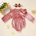 thumbnail image 6 of Zukuco Baby Girl 1st First Birthday Clothes Set Plain Velvet Long Sleeve Bodysuits Romper Tops Spring Summer Outfits, 6 of 9