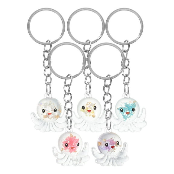 HOMEMAXS Cute Luminous Octopus Keychain Charm for Decoration Resin Bag Charm Kit Assorted Colors 5pcs